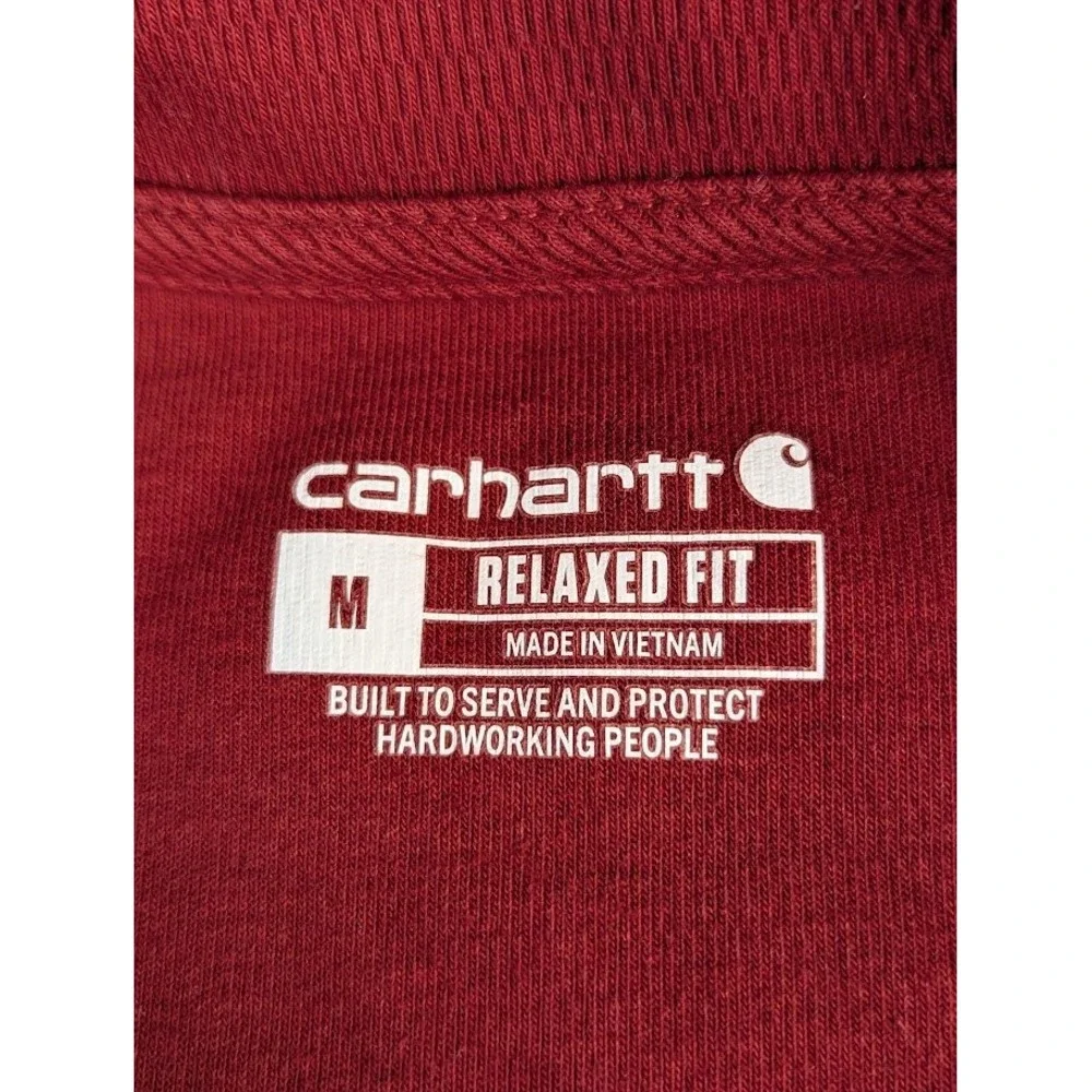 Carhartt Heavy Weight Thermal 1/4 Zip Pullover Men's M Red Relaxed Fit Pocket